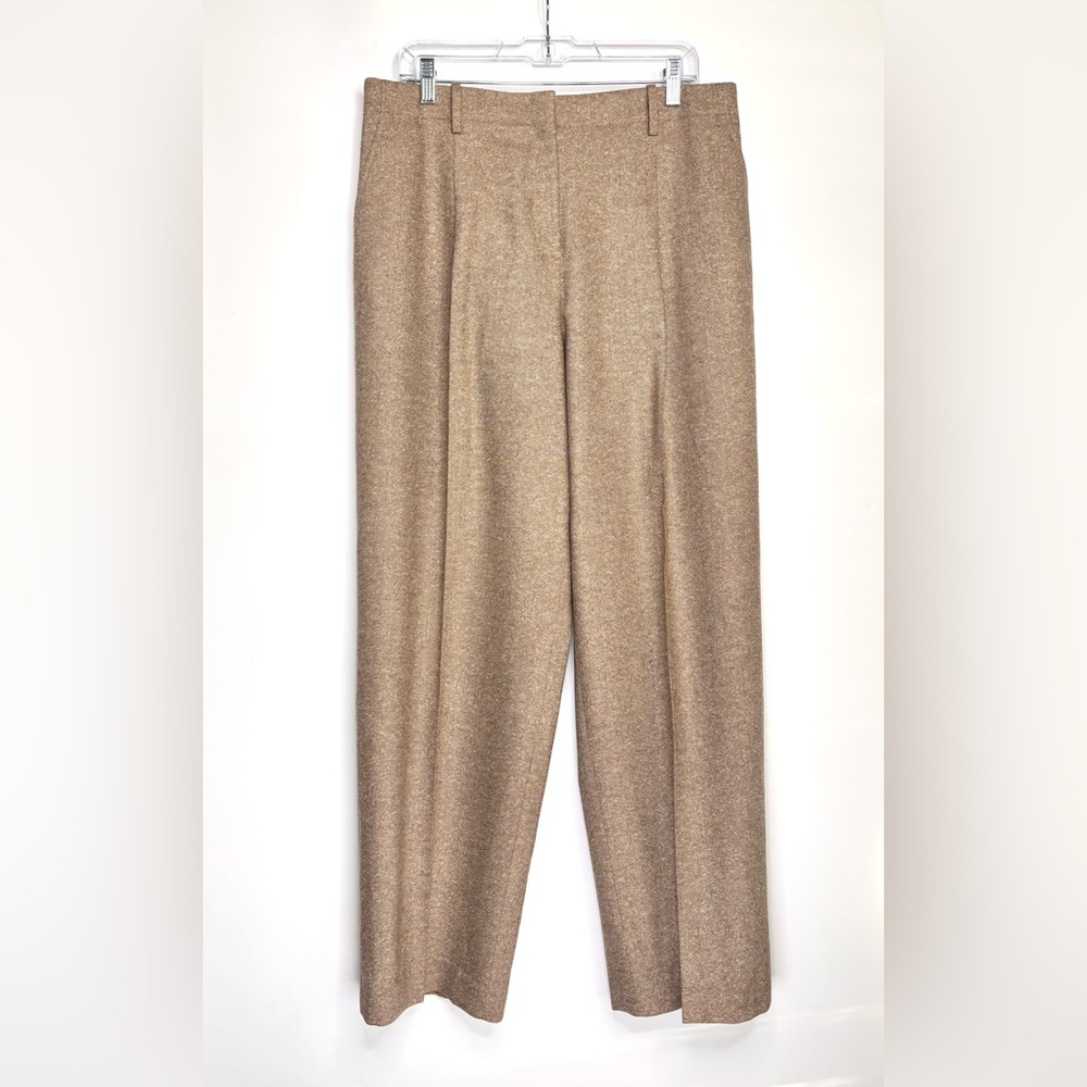 Lafayette 148‎ Nutmeg Light Brown Textured Wool & Silk Blend Tweed Dress Pants